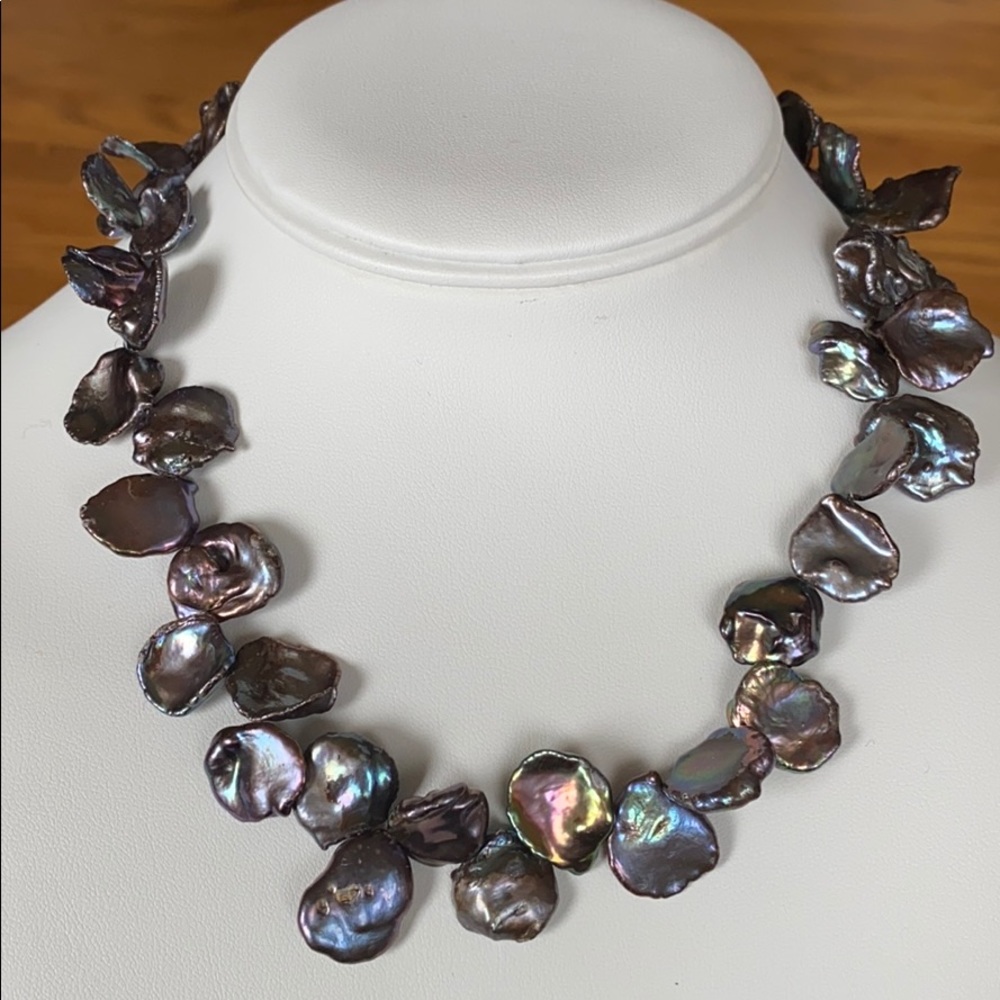 NATURAL Color Keshi Pearls - 925 Sterling Silver - 17 Inches Long (HANDMADE)